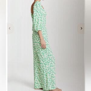 CAPULET Manzanita jumpsuit fitted boned bodice zipper floral green medium NEW